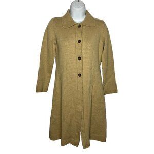 Vintage 90s Marshall Fields Sweater Coat Size S Beige Wool Blend Longline